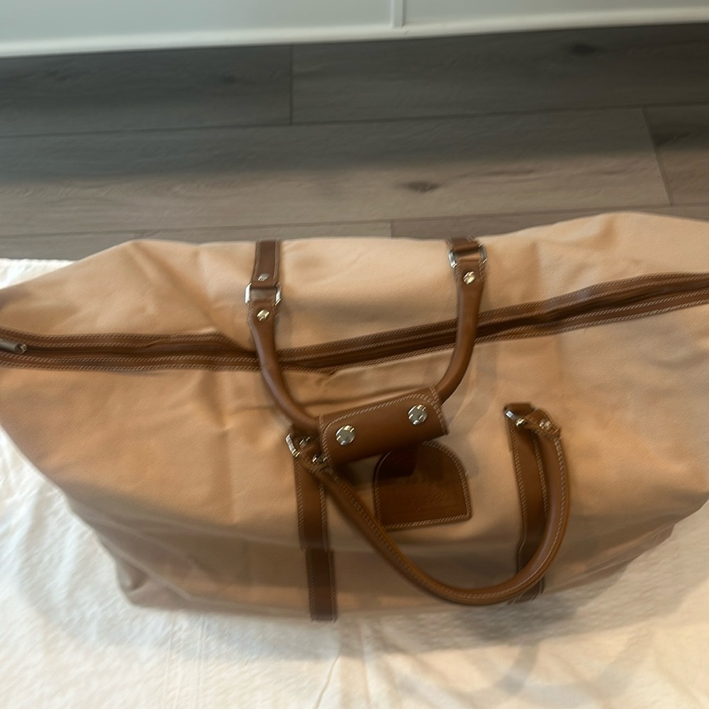 Parfums Lagerfeld Paris Le Club Travel Canvas Duffel Bag Brown Tan XL VT new